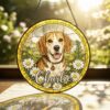 Personalized Stained Glass Pet Portrait Suncatcher, Custom Dog Memorial, Dog Loss Keepsake, Pet Loss Gift - Style 3