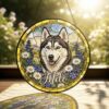 Personalized Stained Glass Pet Portrait Suncatcher, Custom Dog Memorial, Dog Loss Keepsake, Pet Loss Gift - Style 6