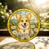 Personalized Stained Glass Pet Portrait Suncatcher, Custom Dog Memorial, Dog Loss Keepsake, Pet Loss Gift - Style 7