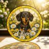 Personalized Stained Glass Pet Portrait Suncatcher, Custom Dog Memorial, Dog Loss Keepsake, Pet Loss Gift - Style 9