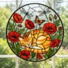 Sleeping Cat Stained Glass Suncatcher, Orange Tabby Window Hanging, Cat Lover Decor, Pet Memorial Gift, Gift For Mom - Style 3