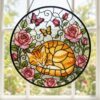 Sleeping Cat Stained Glass Suncatcher, Orange Tabby Window Hanging, Cat Lover Decor, Pet Memorial Gift, Gift For Mom - Style 5