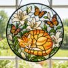 Sleeping Cat Stained Glass Suncatcher, Orange Tabby Window Hanging, Cat Lover Decor, Pet Memorial Gift, Gift For Mom - Style 7