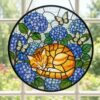 Sleeping Cat Stained Glass Suncatcher, Orange Tabby Window Hanging, Cat Lover Decor, Pet Memorial Gift, Gift For Mom - Style 9