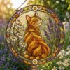 Stained Glass Cat Sunflower Suncatcher, Floral Cat Window Hanging Decor, Nature Lover Home Accent - Style 8