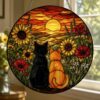Sunflower Cat Window Hanging, Cat Portrait Stained Glass Suncatcher Home Decor, Sunflower Cat Suncatcher Gift For Cat Lovers, Pet Keepsake - Style 3