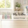 Assistant Principal Desk Name Plaque, Personalized Desk Name Plate For Teacher, Back To School Teacher Gift, Custom Name Teacher Acrylic Block - Style 1