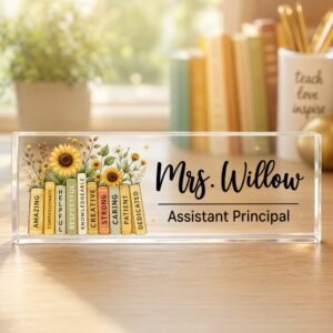 Assistant Principal Desk Name Plaque, Personalized Desk Name Plate For Teacher, Back To School Teacher Gift, Custom Name Teacher Acrylic Block - Style 2