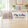 Assistant Principal Desk Name Plaque, Personalized Desk Name Plate For Teacher, Back To School Teacher Gift, Custom Name Teacher Acrylic Block - Style 3