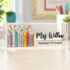 Assistant Principal Desk Name Plaque, Personalized Desk Name Plate For Teacher, Back To School Teacher Gift, Custom Name Teacher Acrylic Block - Style 9