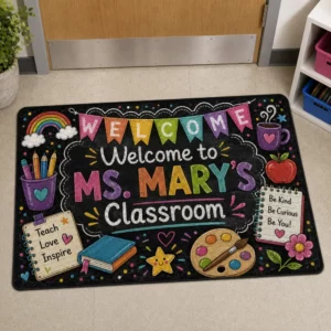Custom Classroom Welcome Mat Colorful Teacher Rug Back To School Gift, Teacher Appreciation Gift - Style 2