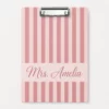 Custom Name Teacher Clipboard, Personalized Teacher Appreciation Gifts, Stripe Teacher Acrylic Paper Clipboard, End Of School Teacher Gifts - Style 1