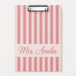 Custom Name Teacher Clipboard, Personalized Teacher Appreciation Gifts, Stripe Teacher Acrylic Paper Clipboard, End Of School Teacher Gifts - Style 1