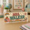 Custom Retro Groovy Teacher Name Plate, Personalized Acrylic Desk Sign, Teacher Appreciation Gift, Office Decor, Back To School Gift - Style 10