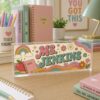 Custom Retro Groovy Teacher Name Plate, Personalized Acrylic Desk Sign, Teacher Appreciation Gift, Office Decor, Back To School Gift - Style 5