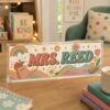 Custom Retro Groovy Teacher Name Plate, Personalized Acrylic Desk Sign, Teacher Appreciation Gift, Office Decor, Back To School Gift - Style 6