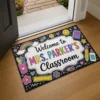 Custom Teacher Doormat, Classroom Welcome Sign, Colorful Doodle Border, Teacher Appreciation Gift - Style 10