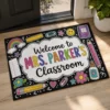 Custom Teacher Doormat, Classroom Welcome Sign, Colorful Doodle Border, Teacher Appreciation Gift - Style 5