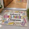 Custom Teacher Doormat, Classroom Welcome Sign, Colorful Doodle Border, Teacher Appreciation Gift - Style 7