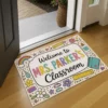 Custom Teacher Doormat, Classroom Welcome Sign, Colorful Doodle Border, Teacher Appreciation Gift - Style 9
