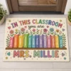 Custom Teacher Doormat With Name, Classroom Books Welcome Mat, Teacher Appreciation Gift - Style 1
