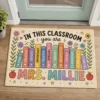 Custom Teacher Doormat With Name, Classroom Books Welcome Mat, Teacher Appreciation Gift - Style 6