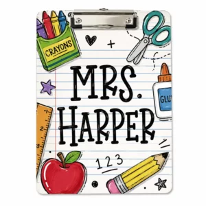 Custom Teacher Name Clipboard, Personalized Teacher Acrylic Clipboard, Clipboard With Teacher Elements, Teacher Appreciation Gift - Style 1