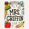 Custom Teacher Name Clipboard, Personalized Teacher Acrylic Clipboard, Clipboard With Teacher Elements, Teacher Appreciation Gift - Style 10