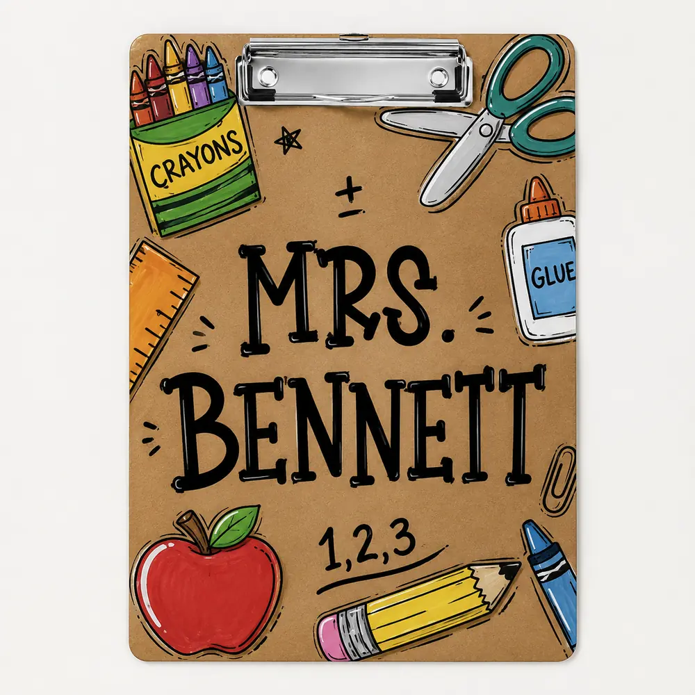 Custom Teacher Name Clipboard, Personalized Teacher Acrylic Clipboard, Clipboard With Teacher Elements, Teacher Appreciation Gift - Style 2