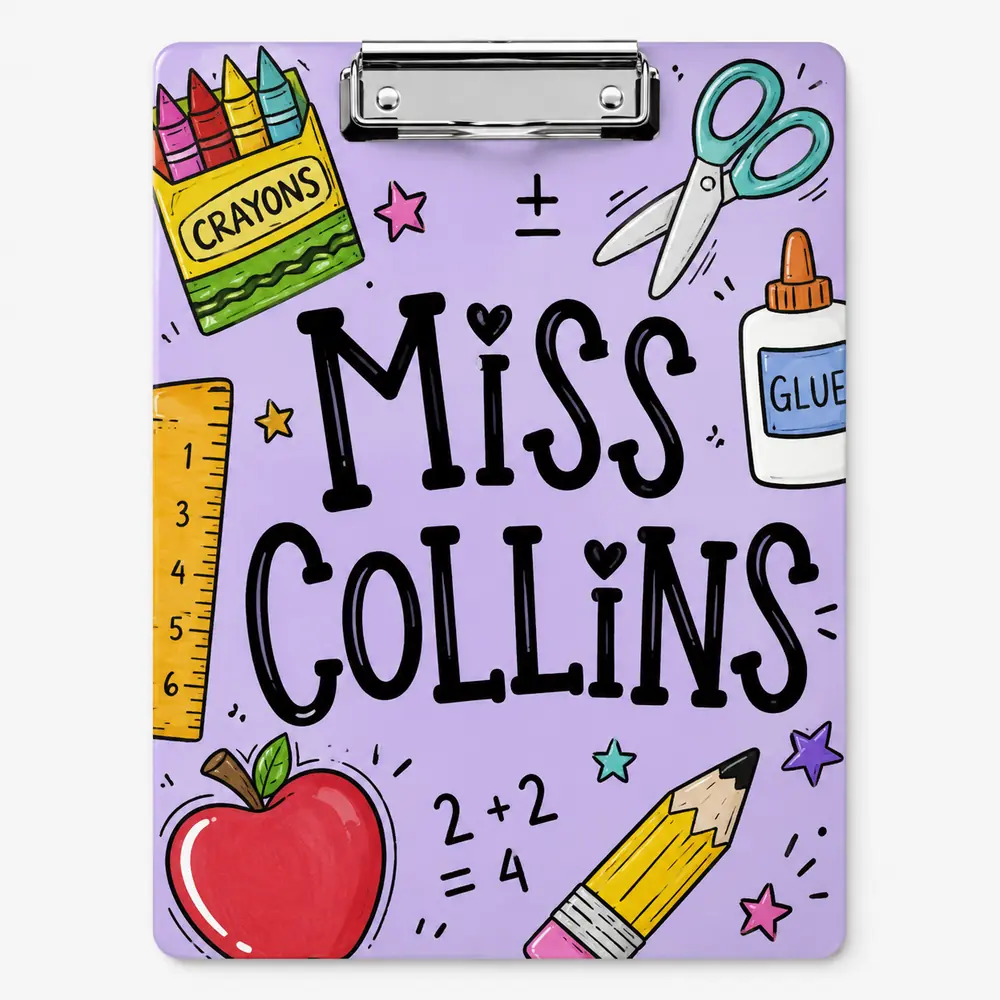 Custom Teacher Name Clipboard, Personalized Teacher Acrylic Clipboard, Clipboard With Teacher Elements, Teacher Appreciation Gift - Style 3