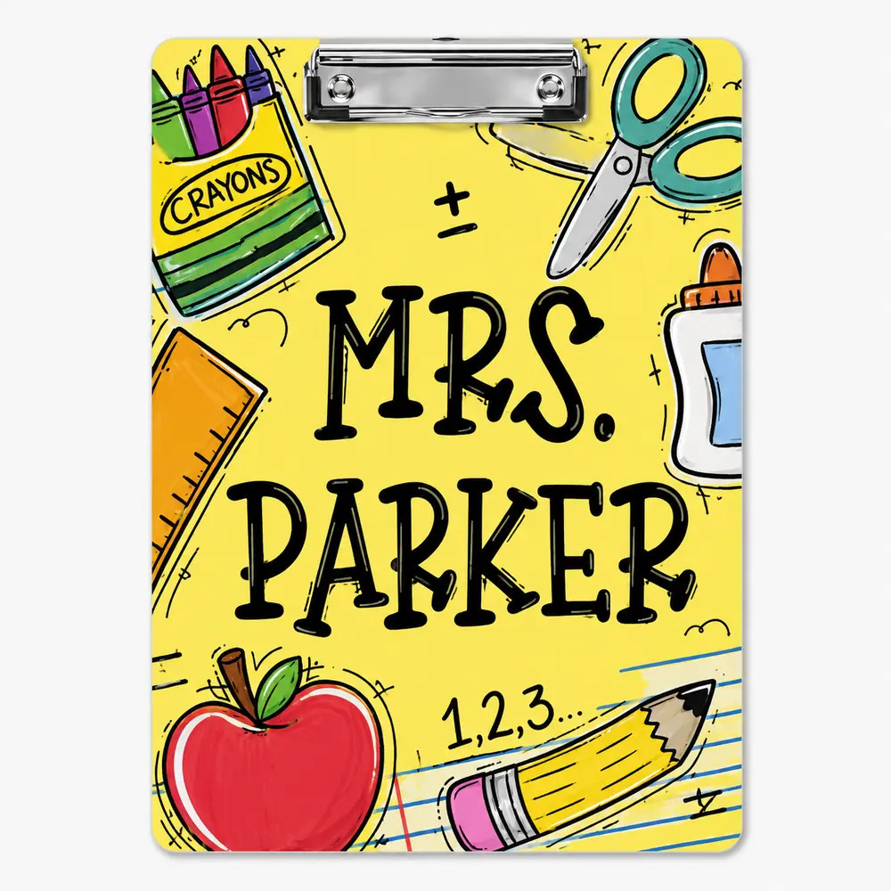 Custom Teacher Name Clipboard, Personalized Teacher Acrylic Clipboard, Clipboard With Teacher Elements, Teacher Appreciation Gift - Style 4