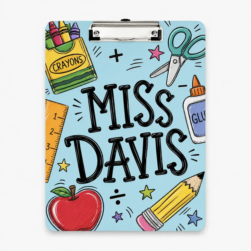 Custom Teacher Name Clipboard, Personalized Teacher Acrylic Clipboard, Clipboard With Teacher Elements, Teacher Appreciation Gift - Style 5