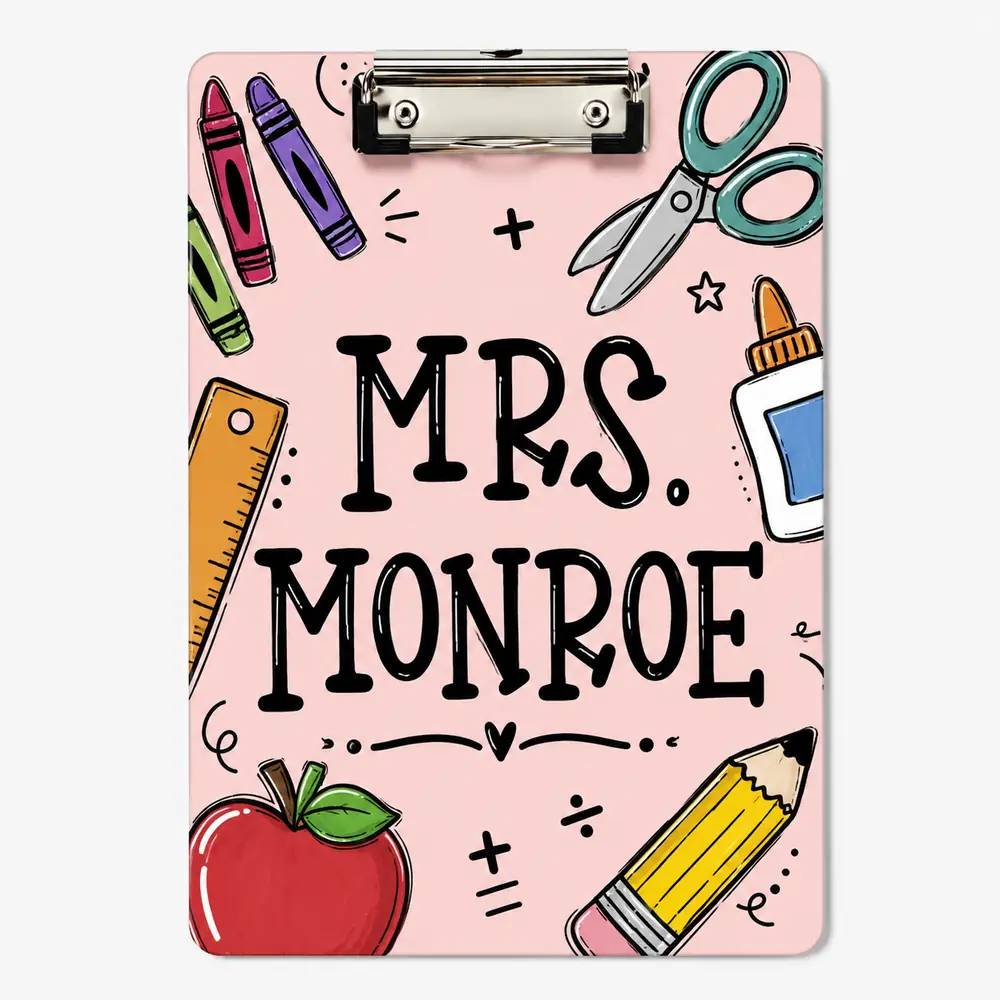 Custom Teacher Name Clipboard, Personalized Teacher Acrylic Clipboard, Clipboard With Teacher Elements, Teacher Appreciation Gift - Style 6
