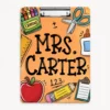 Custom Teacher Name Clipboard, Personalized Teacher Acrylic Clipboard, Clipboard With Teacher Elements, Teacher Appreciation Gift - Style 8