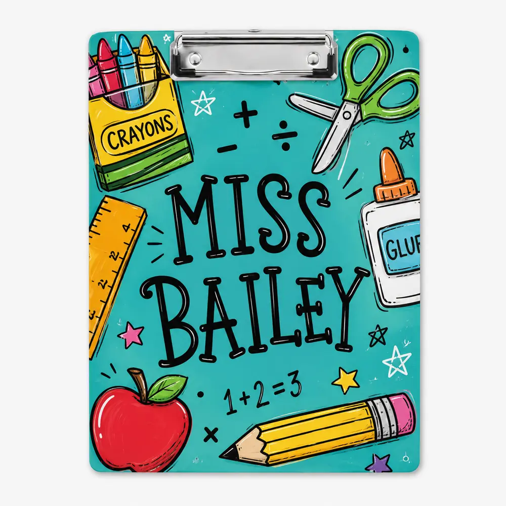 Custom Teacher Name Clipboard, Personalized Teacher Acrylic Clipboard, Clipboard With Teacher Elements, Teacher Appreciation Gift - Style 9