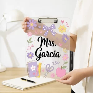 Custom Teacher Name Clipboard, Teacher Appreciation Gift, Personalized School Pencil Board, Classroom Decor, Back To School Gift From Kid - Style 2