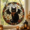 Gothic Vampire Cat Suncatcher Stained Glass Style, Halloween Bat Cat Decor, Spooky Window Art, Witchy Gift For Cat Lovers, Halloween Gifts - Style 2