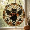 Gothic Vampire Cat Suncatcher Stained Glass Style, Halloween Bat Cat Decor, Spooky Window Art, Witchy Gift For Cat Lovers, Halloween Gifts - Style 3