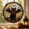 Gothic Vampire Cat Suncatcher Stained Glass Style, Halloween Bat Cat Decor, Spooky Window Art, Witchy Gift For Cat Lovers, Halloween Gifts - Style 6