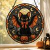 Gothic Vampire Cat Suncatcher Stained Glass Style, Halloween Bat Cat Decor, Spooky Window Art, Witchy Gift For Cat Lovers, Halloween Gifts - Style 8