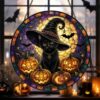 Halloween Black Cat Suncatcher Stained Glass, Black Cat, Halloween Night Decor, Cat Halloween, Cat Suncatcher, Cat Lovers Gift - Style 1
