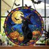 Halloween Black Cat Suncatcher Stained Glass, Black Cat, Halloween Night Decor, Cat Halloween, Cat Suncatcher, Cat Lovers Gift - Style 3