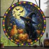 Halloween Black Cat Suncatcher Stained Glass, Black Cat, Halloween Night Decor, Cat Halloween, Cat Suncatcher, Cat Lovers Gift - Style 8