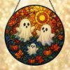 Halloween Ghost Glass Suncatcher, Pumpkin Ghost Window Hangings, Halloween Ghost Decor, Cute Halloween Decor, Gothic Home Decor - Style 3