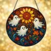 Halloween Ghost Glass Suncatcher, Pumpkin Ghost Window Hangings, Halloween Ghost Decor, Cute Halloween Decor, Gothic Home Decor - Style 5