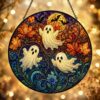 Halloween Ghost Glass Suncatcher, Pumpkin Ghost Window Hangings, Halloween Ghost Decor, Cute Halloween Decor, Gothic Home Decor - Style 6