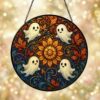 Halloween Ghost Glass Suncatcher, Pumpkin Ghost Window Hangings, Halloween Ghost Decor, Cute Halloween Decor, Gothic Home Decor - Style 8