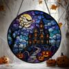 Halloween Stained Glass Suncatcher, Spooky Home Decor, Halloween Suncatcher, Halloween Ornament Suncatcher, Halloween Gift, Stained Suncatcher - Style 3