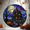 Halloween Stained Glass Suncatcher, Spooky Home Decor, Halloween Suncatcher, Halloween Ornament Suncatcher, Halloween Gift, Stained Suncatcher - Style 8