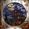 Halloween Stained Glass Suncatcher, Spooky Home Decor, Halloween Suncatcher, Halloween Ornament Suncatcher, Halloween Gift, Stained Suncatcher - Style 9